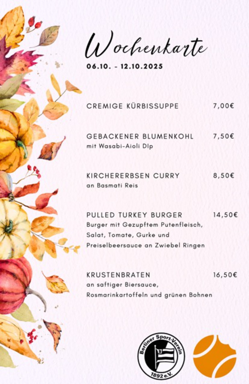WOCHENKARTE 06.10.-12.10.2025