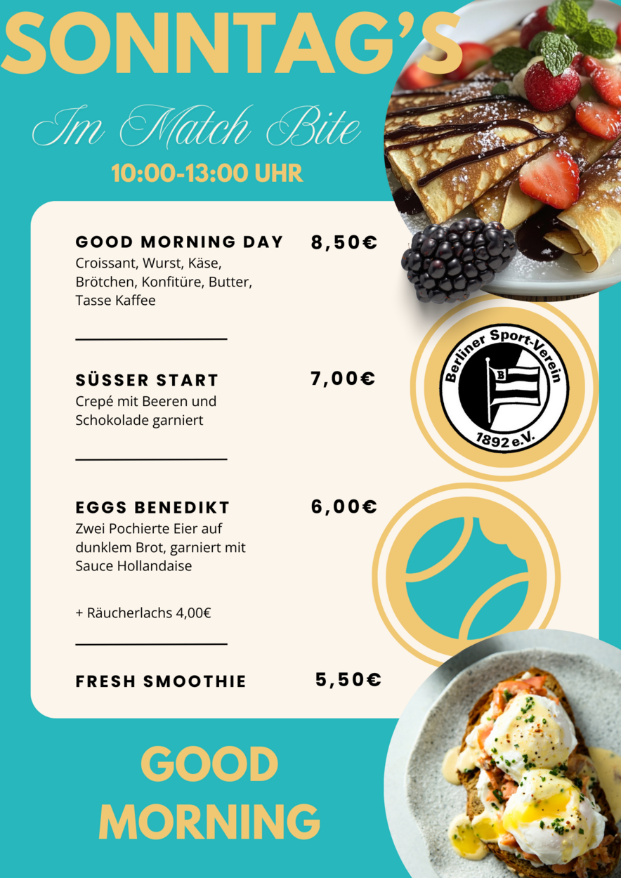 Frühstück/Breakfast in Deinem Tennisclub