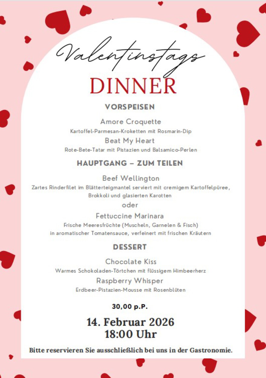 Valentinstags-Dinner am 14. Februar 2026 18:00 Uhr
